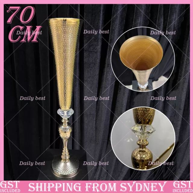 70cm Gold Crystal Mermaid Horn Vase Iron Centrepiece Flower Vase Party Wedding