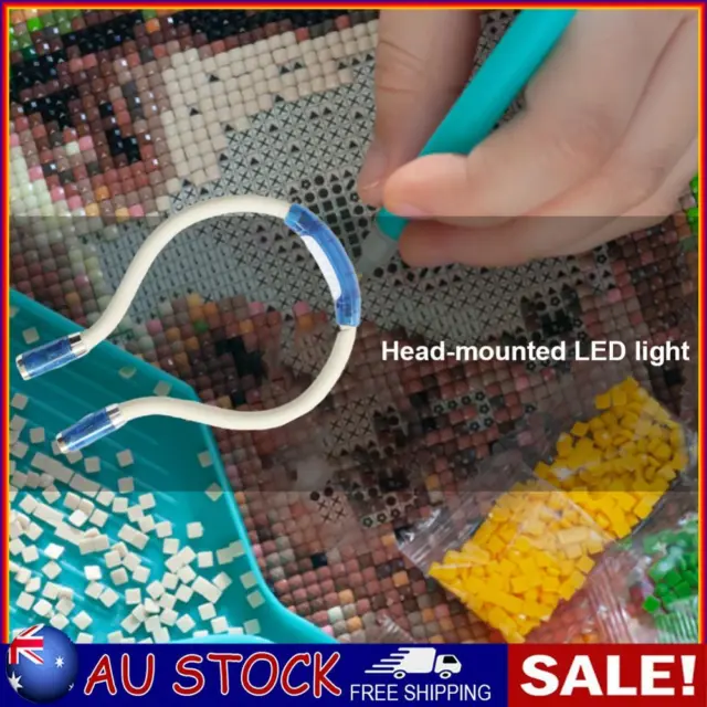 Diamond Painting LED Headlamp Beam Head Lamp Neck Reading Light (Blue)