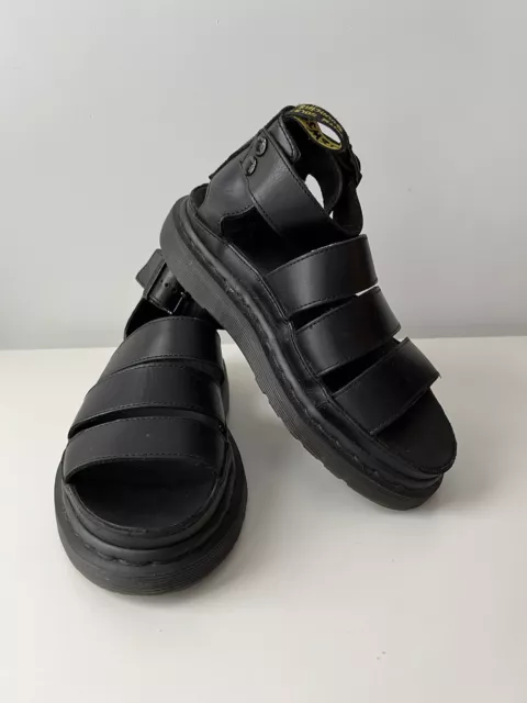 Dr. Martens Women's Clarissa II Leather Platform Gladiator Sandals Black Size 7