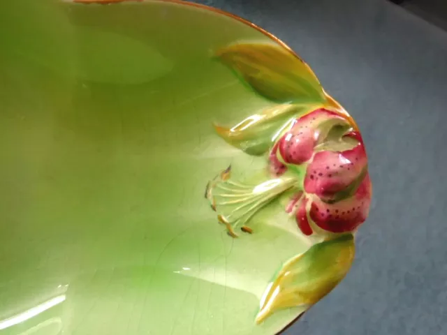 ROYAL WINTON Grimwades Green Tiger Lily Art Deco Dish 2