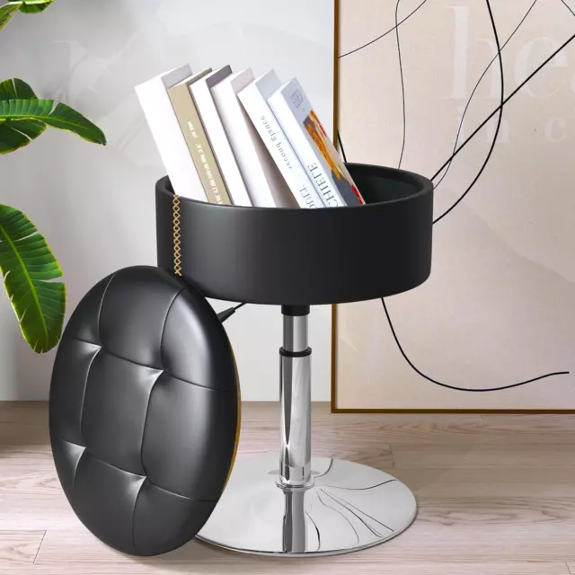 Storage Vanity Stool Chair for Bedroom, Adjustable Leather Makeup Chair for Vani