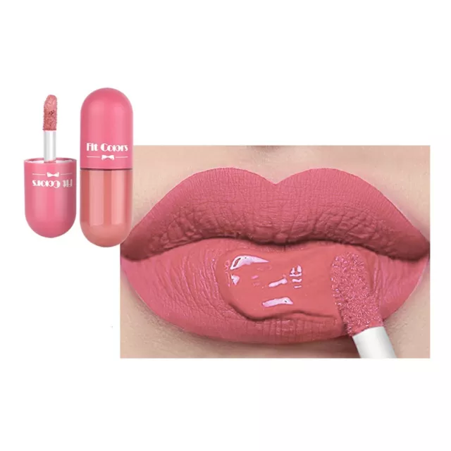 Capsule Matte Lipstick Velvet Liquid Lip Gloss Durable Waterproof Non Stick Cup