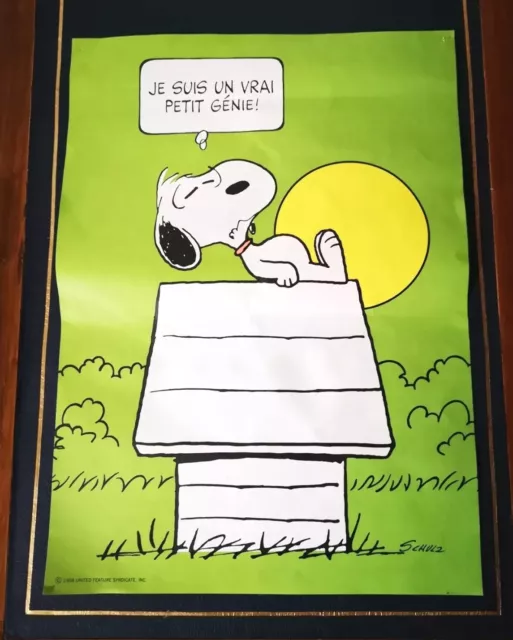 Ancienne Affiche SNOOPY 1958 Schulz Peanuts "Je suis un vrai petit génie !"