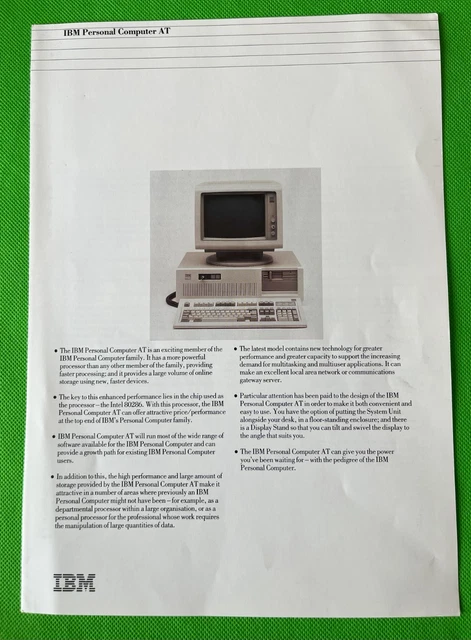 RARE VINTAGE IBM PC/AT Brochure/Datasheet? From 1983. MINT Condition ...