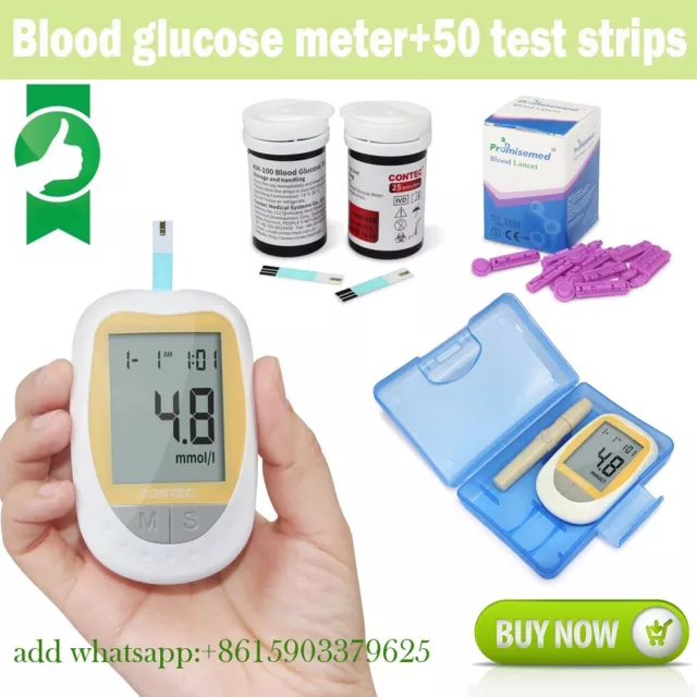 KH-100 Blood Glucose Meter Diabetic Suger Test Monitor, Free 50pcs Strips