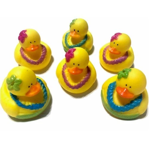 6 Patos De Crucero Hawaianos Luau Aloha Patos De Goma 2" Fiesta Favores Pato De Crucero