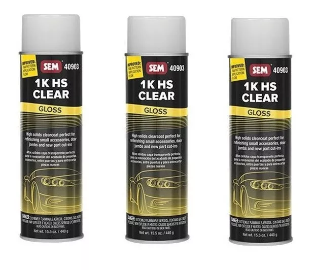 SEM 40903 1K Clear High Solids Clearcoat Spray 15.5 oz Aerosol Can (3 Pack)