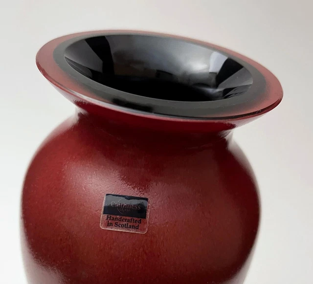 CAITHNESS FLAME RED Ebony Vase Art Nouveau Style Scottish Art Glass With Label £113.28 PicClick UK