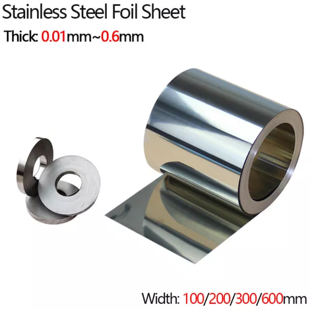 1M 304 Stainless Steel Band SUS304 Sheet Foil Plate Strip Thickness  0.01mm-1mm