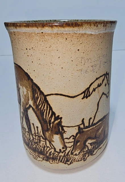 Vintage Dunoon Stoneware Mug With Horse Jumping Fence. Made in Scotland