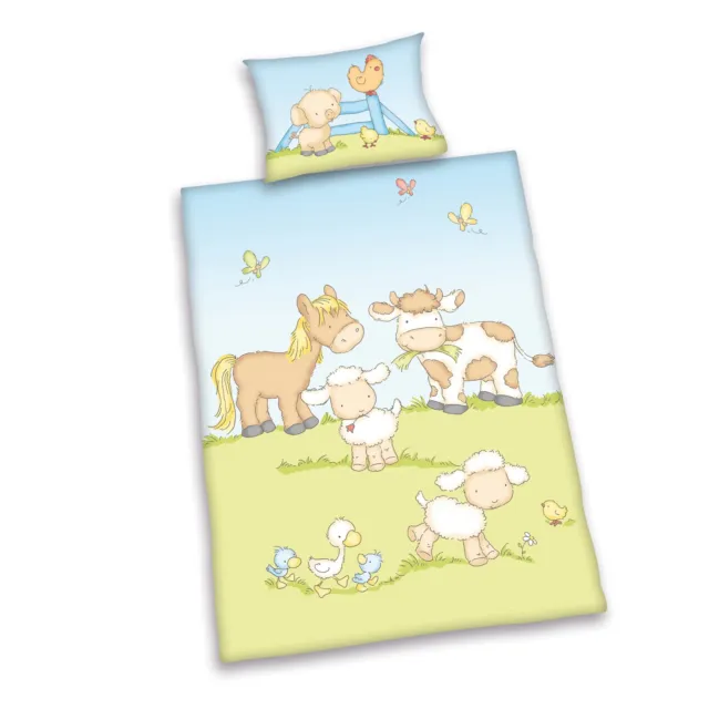 Bettwäsche Set Herding Kinder Tierdruck Motiv Baumwolle 100x135cm Mehrfarbig NEU