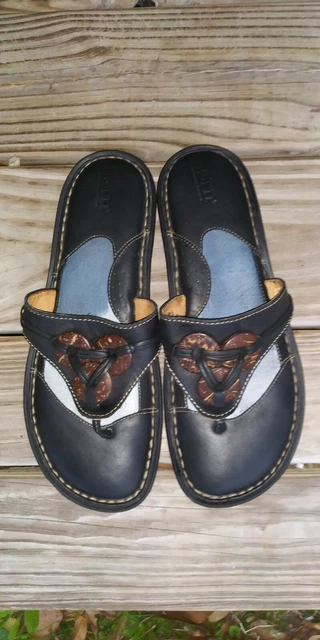 Born Black Leather Woven Flip Flop Sandals Thong Womens Size 9 M/W