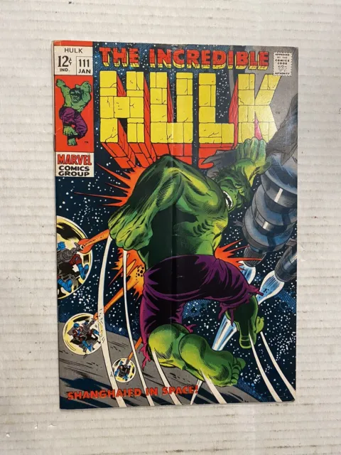 The Incredible Hulk # 111 🗝️ 1st APPEARANCE OF GALAXY MASTER 1969 Marvel Comics