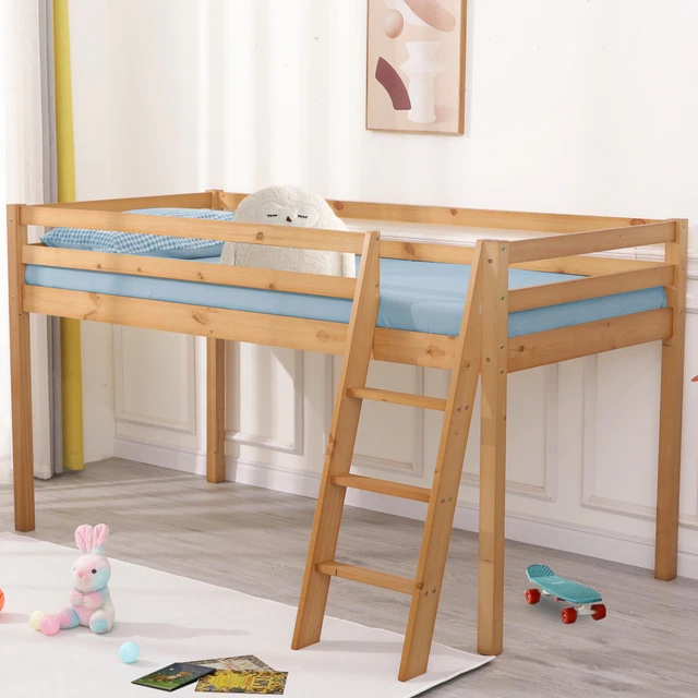KIDS BUNK BEDS Cabin Bed Mid Sleeper Loft Bed Single Childrens Pine