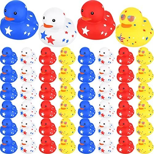 48 Pcs Independence Day Rubber Duck 2 Inch 4th of July Duck Bath Toys Baby