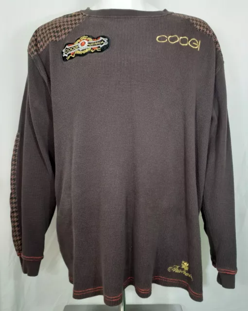 COOGI Australia Sweater Mens 4XL LS Brown Houndstooth Accents Logo Embroidery