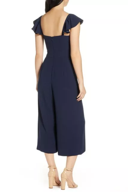 Eliza J Ruffle Sleeve Jumpsuit Rompers Navy Blue Womens Size 6 NEW NWT  $148 2