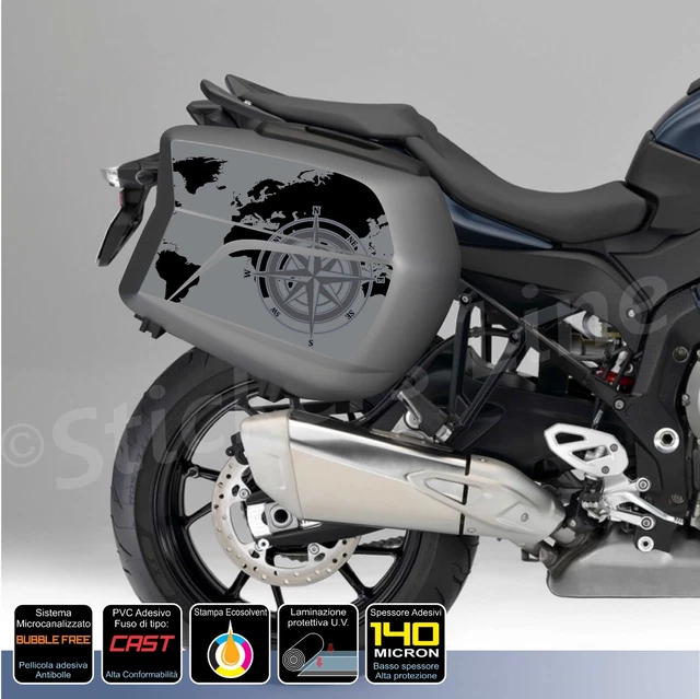 Kit 3 Adesivi Per Bauletti Moto BMW GS R 1250 – Lato Destro, Sinistro E Posteriore, Vinile Cast Bubble-free, Compatibile