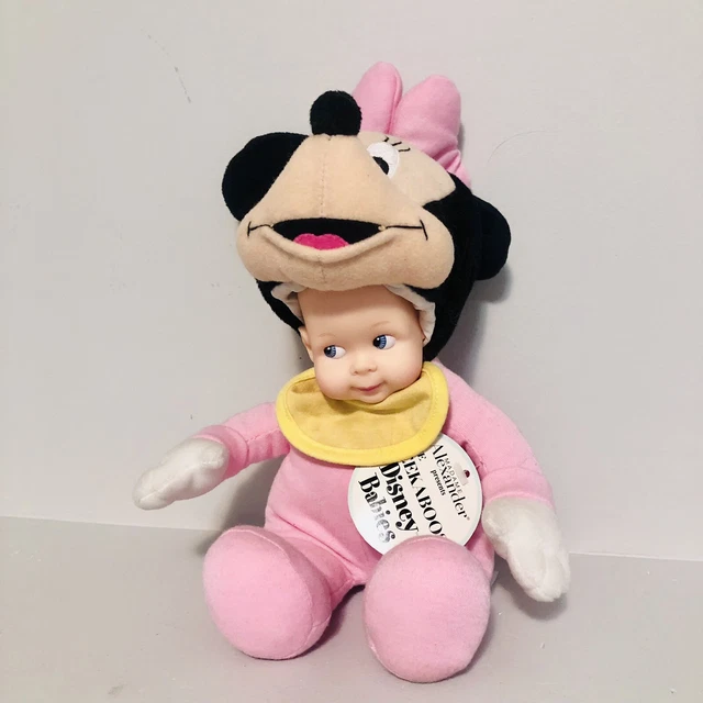 Madame Alexander Peekaboos Disney Babies Minnie Mouse Soft Doll Plush Costume 9”