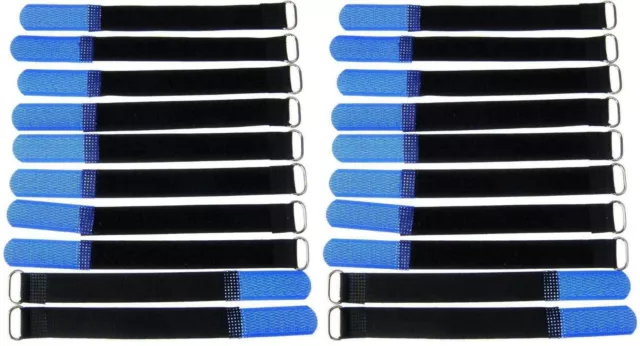 20 x Kabelklettband 16 cm x 16 mm blau Klettband Klett Kabel Binder Band mit Öse