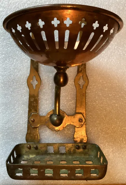 Antique Victorian Edwardian copper brass soap sponge dish holder