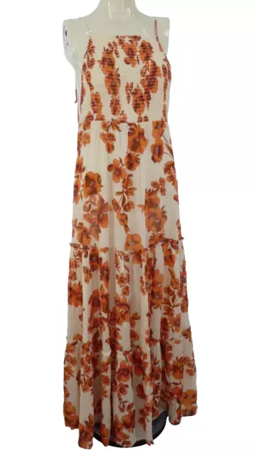FREE PEOPLE MAXI Dress Garden Party Orange Floral Print Tiered Bohemian S BNWT 94.49 PicClick UK