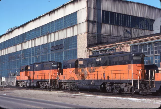 Milwaukee Road 801-805 (GP9's) Bensenville, Illinois, 1976 - 3 Kodachrome slides