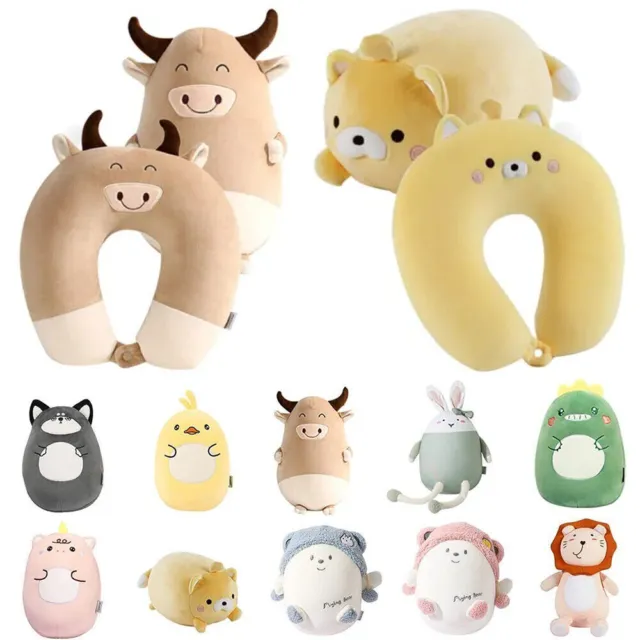 2-in-1 Travel Pillow for Kids Plushie That Converts into a U-Shaped Neck Pillow