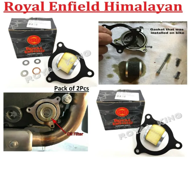 Royal Enfield Himalayan Filtro Olio Confezione da 2 Con Kit Rondella Tappo...