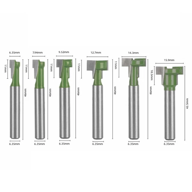 6.35MM SHANK TSLOT Cutter Router Bit Set T Slotting Milling Cutter