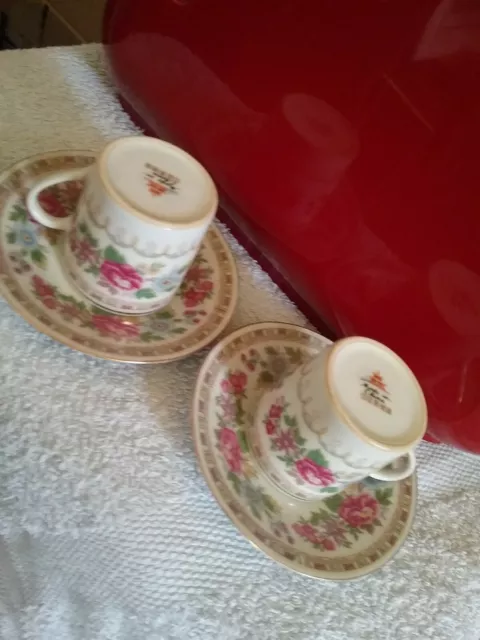 Pair Of  Famille Rose China Cups And Saucers