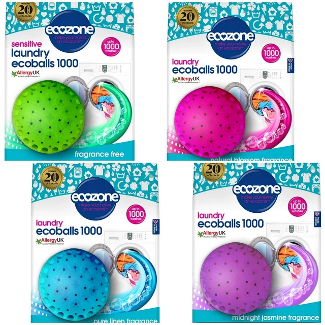 EcoZone Bucato Ecoballs 1000 Lavare, Scegli Fragranza/Colore