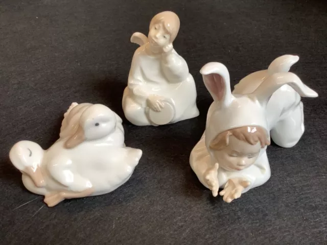 Nao Lladro figures Angel Baby Bunny Swans X3 Figurine Ornament Retired t2914