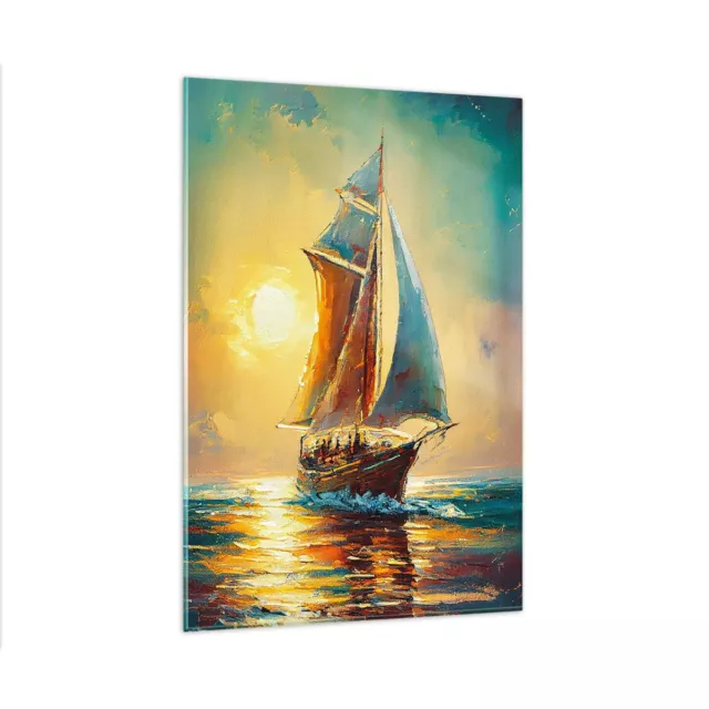 Quadro su Vetro 80x120cm Barca A Vela Nautico Mare Stampe Moderni Murale