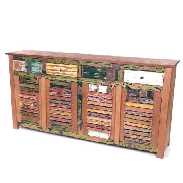 BARSCHRANK "HAVANA" | Bunt, Teak & Mahagoni | Minibar, Holzbar, Weinschrank