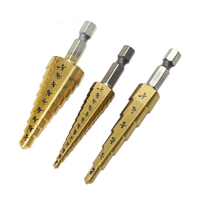 Step Drill Bit Métal Trou Coupeur Fraise Ebavurage Plus Lisse 1/8-3/4 Bois