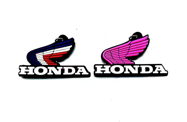 Classic Honda Wing Keychain Key Ring Rubber Motorcycle Collectables Vintage 2pcs