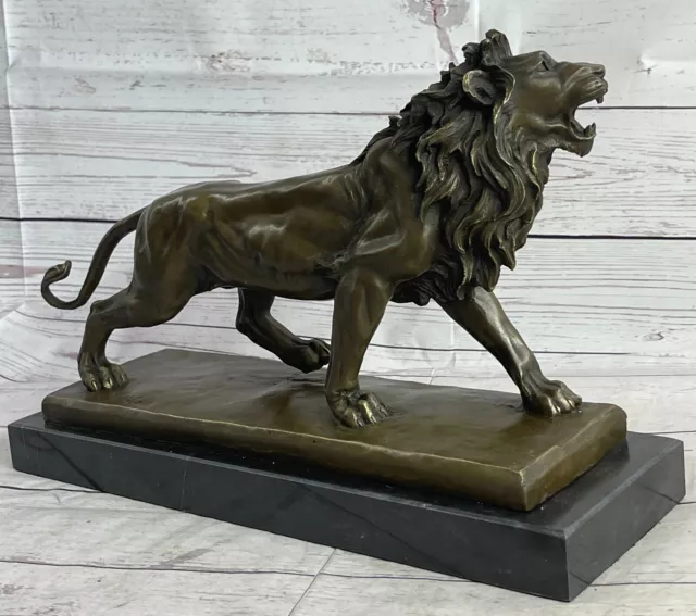 Large Bronze Sculpture Male African Lion  Cougar Big Cat Statue African Art Sale 3