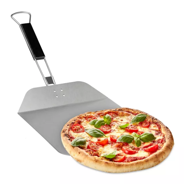 Pelle à pizza acier inoxydable Spatule pizza carrée Manche en bois Ustensile