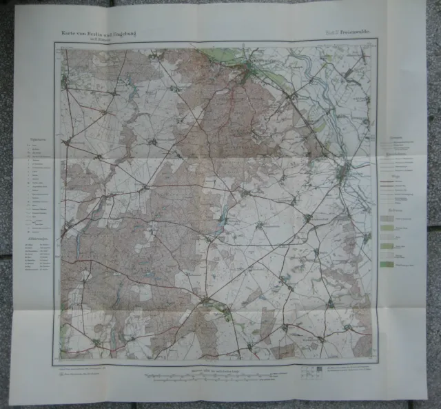 Landkarte Berlin und Umgebung in 12 Blättern Blatt 4  Freienwalde Wriezen  1914 3
