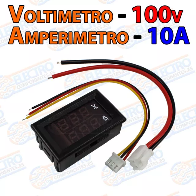 Voltimetro Amperimetro Digital Empotrable LED DC 0-100V Medidor