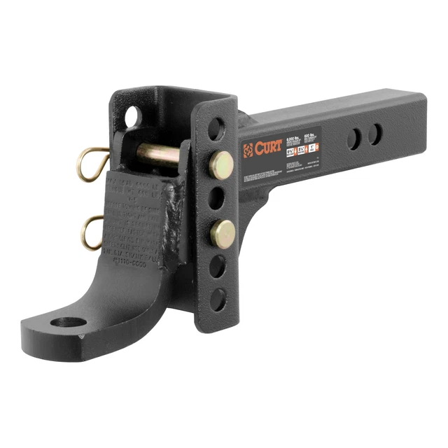 Curt Adjustable Channel Mount w/ 1" Ball Hole 2" Shank 6k lbs 6-3/4 Drop x45901