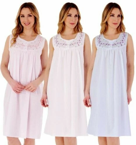 Nuisette Slenderella Tissé Coton 102cm - Pois à Lanière - Robe De Nuit Léger