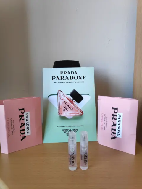 2 x 1.2ml PRADA Paradoxe Eau De Parfum Spray Travel Perfume Samples + Promo Card