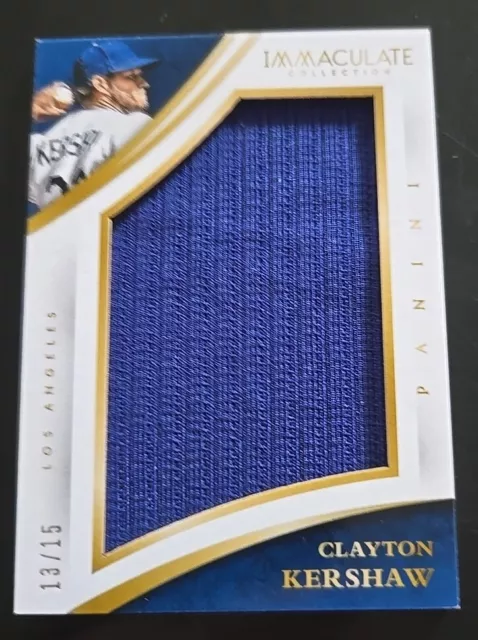 2015 Immaculate Clayton Kershaw Jumbo Patch 13/15 Game Used Material