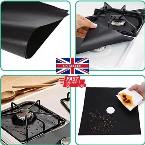 4x REUSABLE GAS RANGE STOVE HOB PROTECTOR LINER NON STICK GAS COOKER COVER 3