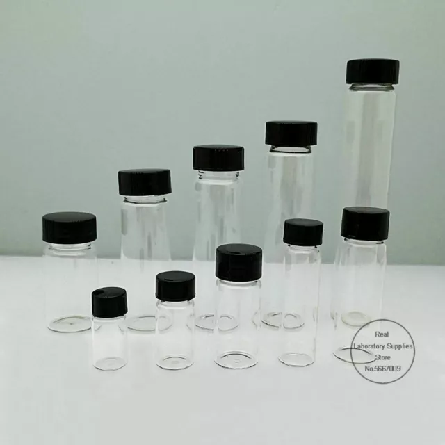 2-60ml Transparent Glass Sample Vial Bottle Clear Vials Chemical Experiment