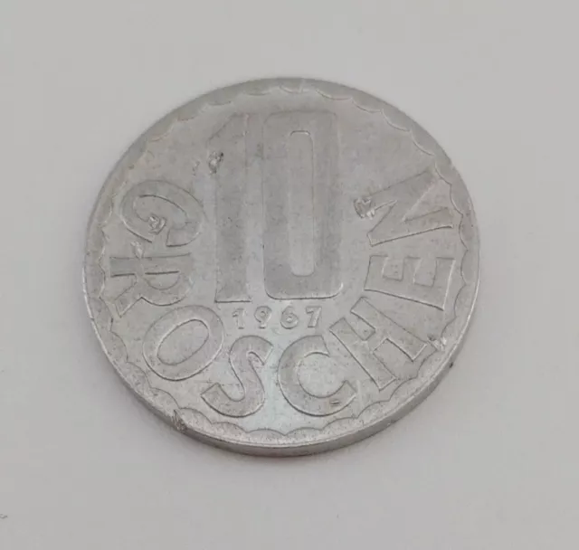 Vintage 1967 10 Groschen Austrian Aluminium Coin