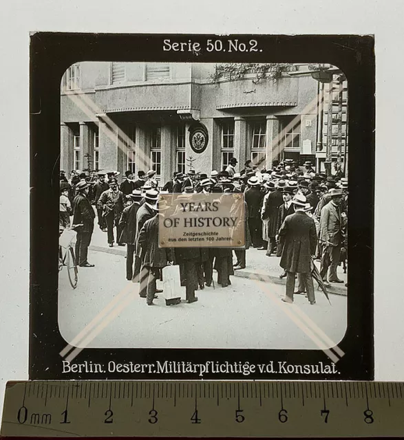 Orig. Glas Dia 1.WK Berlin österreichische Militärpflichtige Wehrpflichtig M�