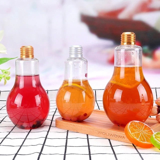 200to500ml Clear Artificial Light Bulb Shaped Bottle Can Emit Light Drink Cup ba